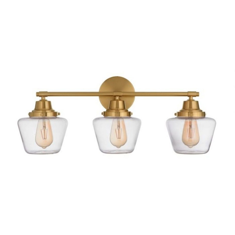 Craftmade Essex 28" 3-Light Satin Brass Vanity Light With Clear Glass Shades