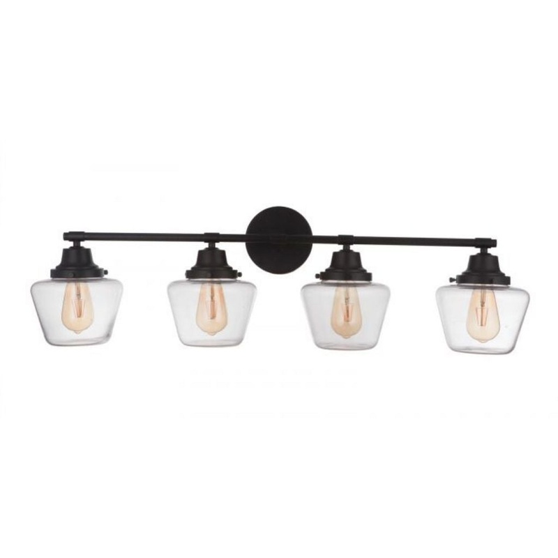 Craftmade Essex 38" 4-Light Flat Black Vanity Light With Clear Glass Shades