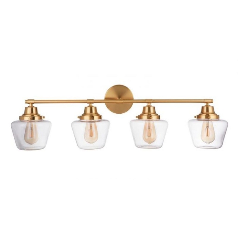 Craftmade Essex 38" 4-Light Satin Brass Vanity Light With Clear Glass Shades