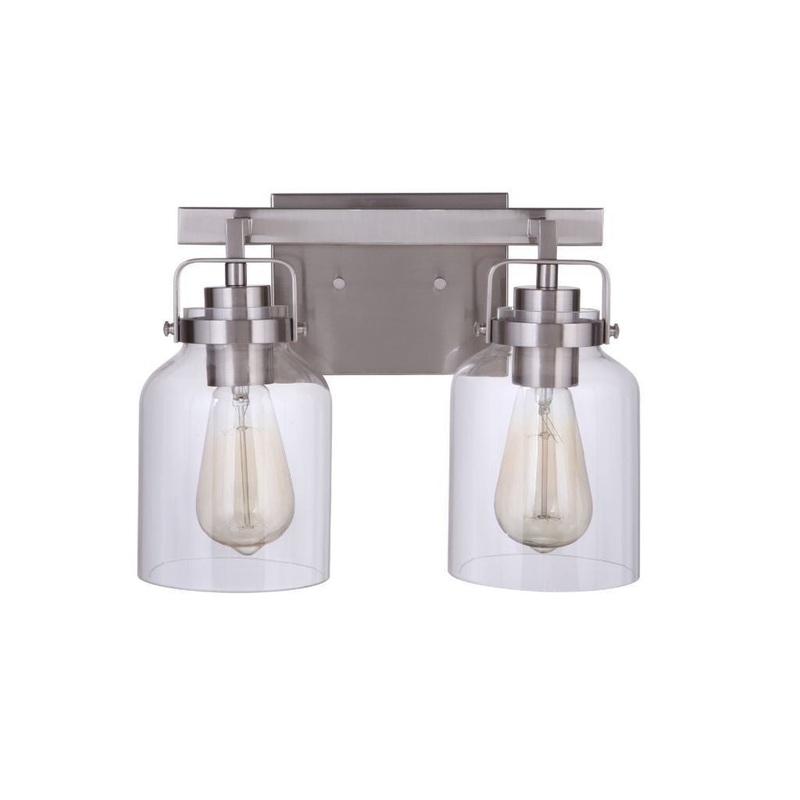Craftmade Foxwood 13" 2-Light Brushed Polished Nickel Vanity Light With Clear Glass Shades