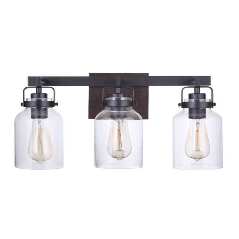 Craftmade Foxwood 21" 3-Light Flat Black and Dark Teak Vanity Light With Clear Glass Shades