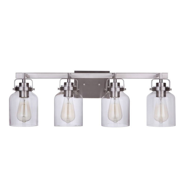 Craftmade Foxwood 29" 4-Light Brushed Polished Nickel Vanity Light With Clear Glass Shades