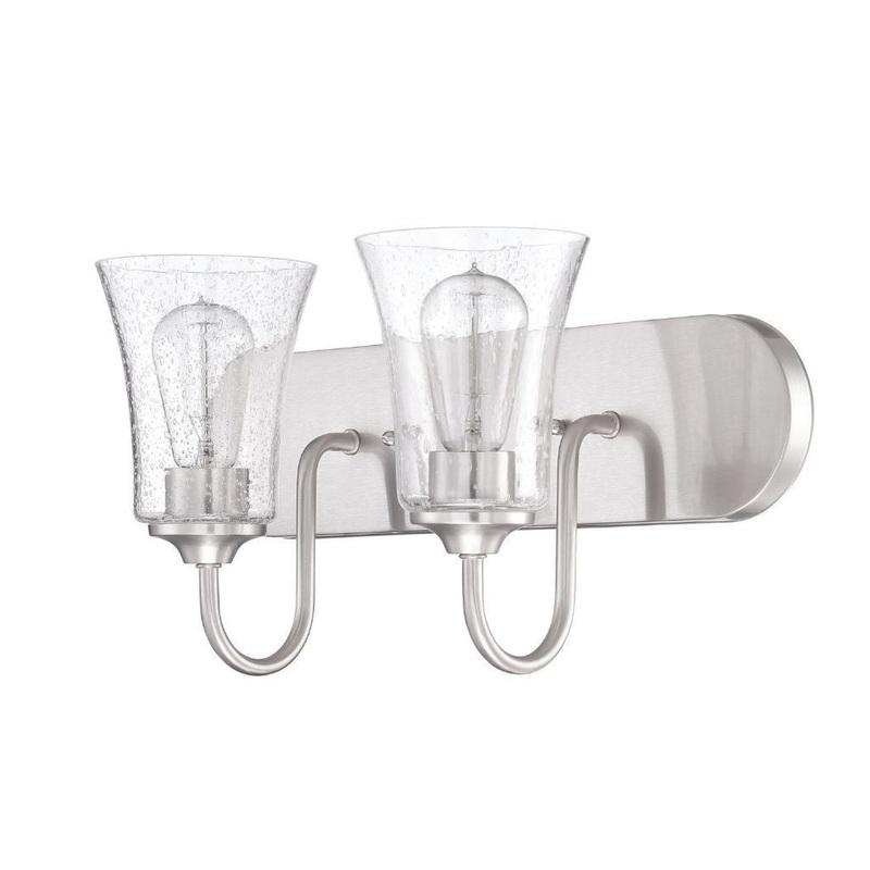 Craftmade Gwyneth 18" 2-Light Brushed Polished Nickel Vanity Light With Clear Seeded Glass Shades