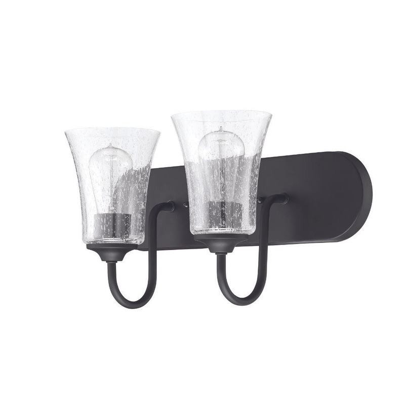 Craftmade Gwyneth 18" 2-Light Flat Black Vanity Light With Clear Seeded Glass Shades