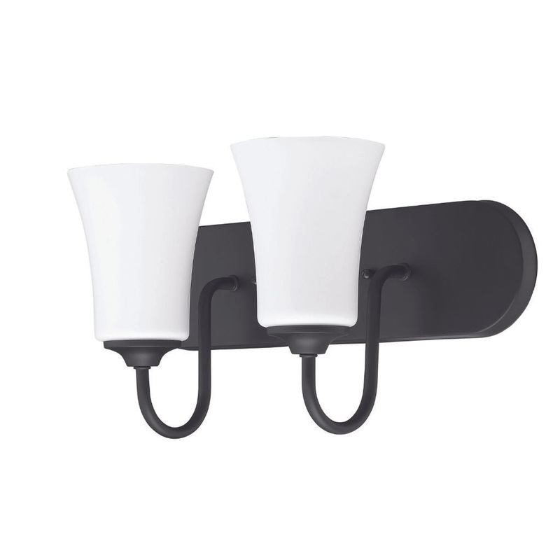 Craftmade Gwyneth 18" 2-Light Flat Black Vanity Light With White Frosted Glass Shades