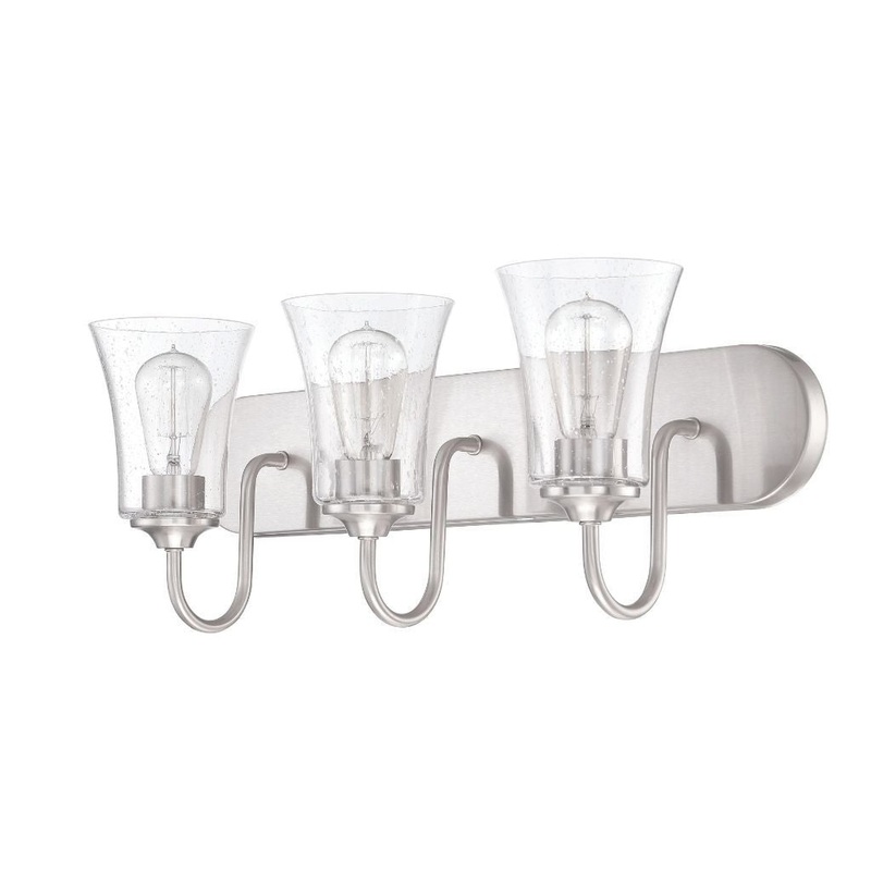 Craftmade Gwyneth 24" 3-Light Brushed Polished Nickel Vanity Light With Clear Seeded Glass Shades