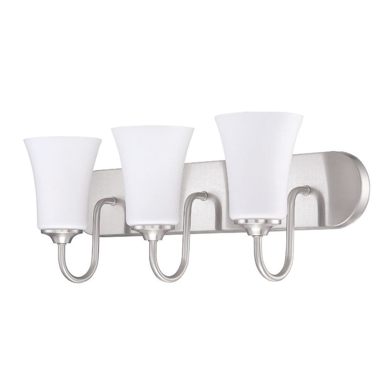 Craftmade Gwyneth 24" 3-Light Brushed Polished Nickel Vanity Light With White Frosted Glass Shades