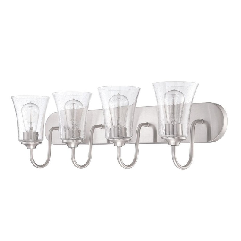 Craftmade Gwyneth 30" 4-Light Brushed Polished Nickel Vanity Light With Clear Seeded Glass Shades