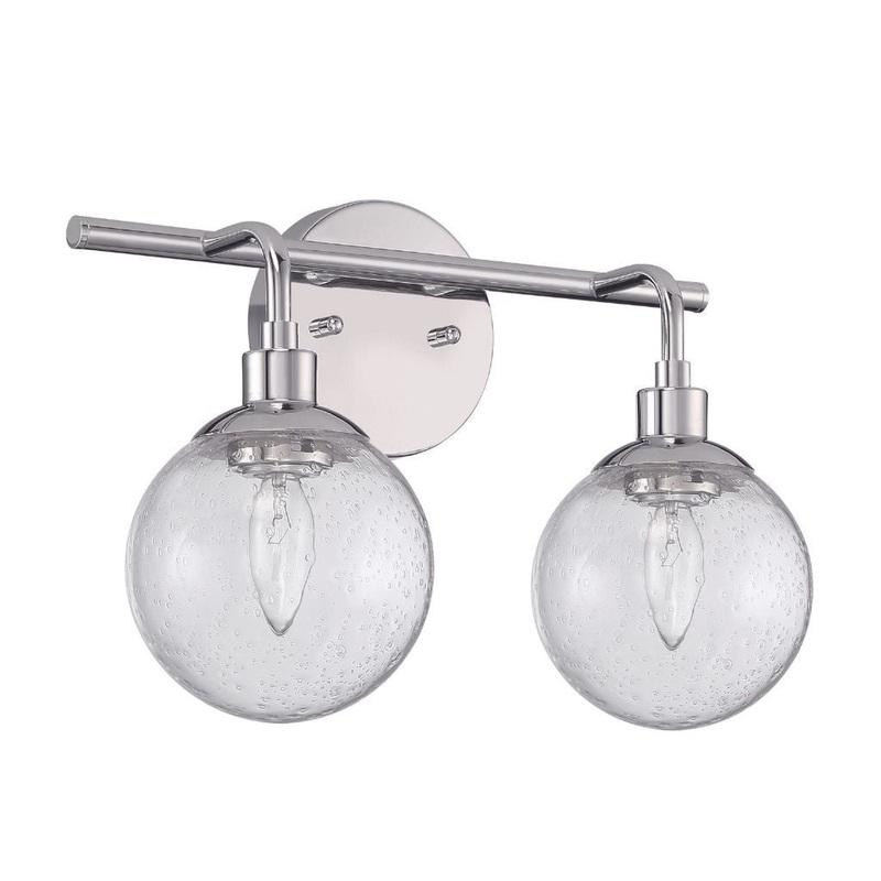 Craftmade Que 15" 2-Light Chrome Vanity Light With Clear Seeded Glass Globe Shades