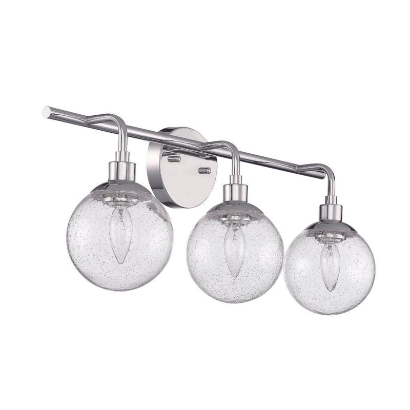 Craftmade Que 24" 3-Light Chrome Vanity Light With Clear Seeded Glass Globe Shades