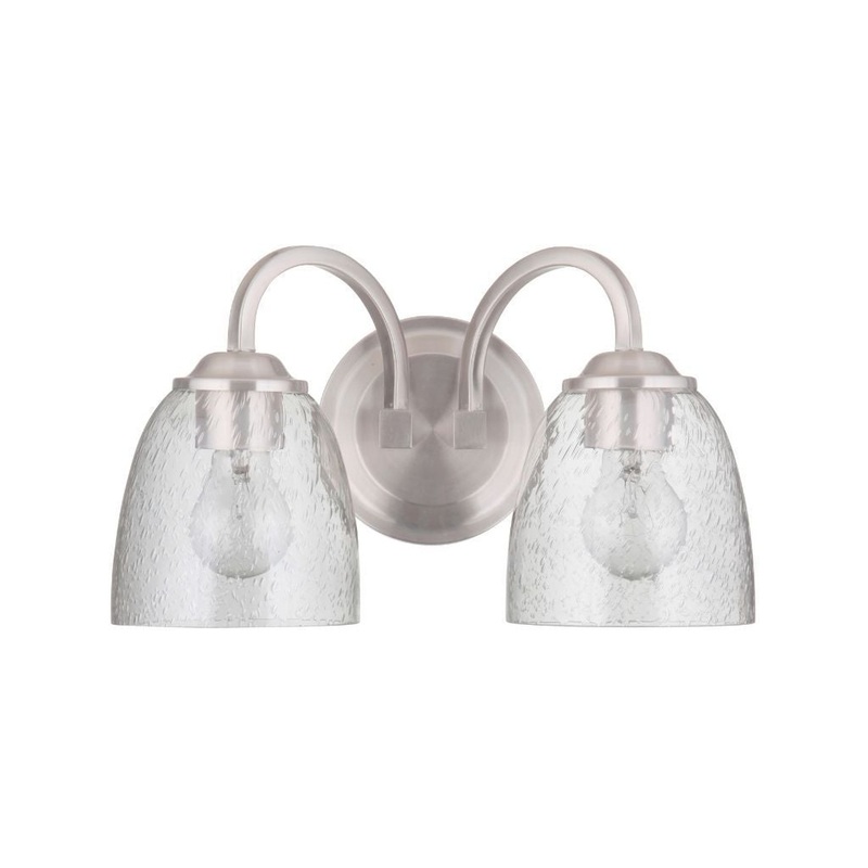 Craftmade Serene 14" 2-Light Brushed Polished Nickel Vanity Light With Clear Seeded Glass Shades