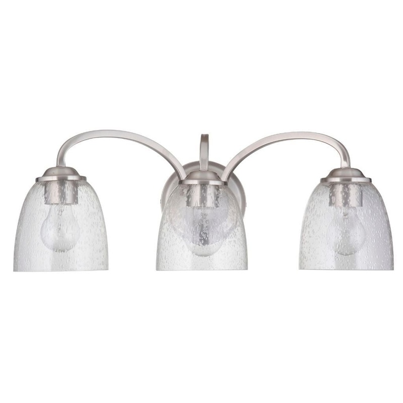 Craftmade Serene 23" 3-Light Brushed Polished Nickel Vanity Light With Clear Seeded Glass Shades