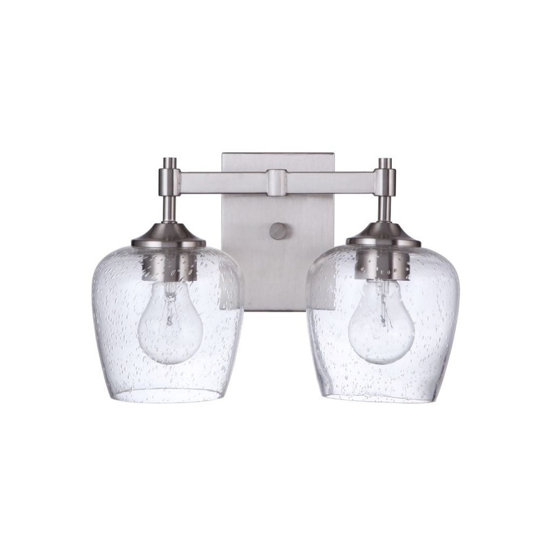 Craftmade Stellen 13" 2-Light Brushed Polished Nickel Vanity Light With Clear Seeded Glass Shades