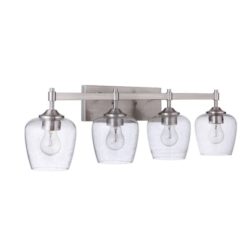 Craftmade Stellen 30" 4-Light Brushed Polished Nickel Vanity Light With Clear Seeded Glass Shades