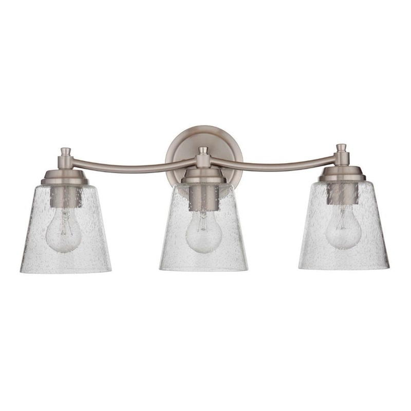 Craftmade Tyler 23" 3-Light Brushed Polished Nickel Vanity Light With Clear Seeded Glass Shades