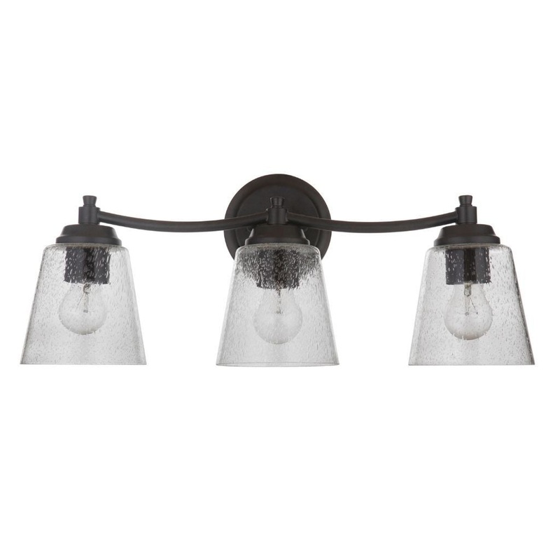 Craftmade Tyler 23" 3-Light FLat Black Vanity Light With Clear Seeded Glass Shades