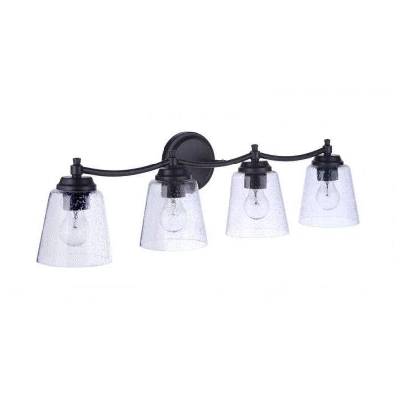 Craftmade Tyler 31" 4-Light FLat Black Vanity Light With Clear Seeded Glass Shades