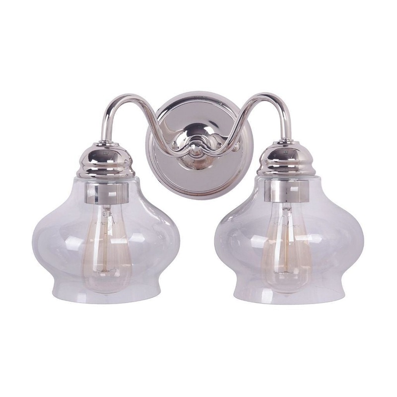 Craftmade Yorktown 14" 2-Light Polished Nickel Vanity Light With Antique Clear Glass Shades