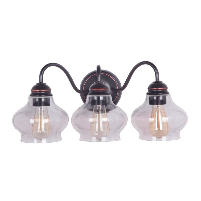 Craftmade Yorktown 20" 3-Light Oiled Bronze Vanity Light With Antique Clear Glass Shades