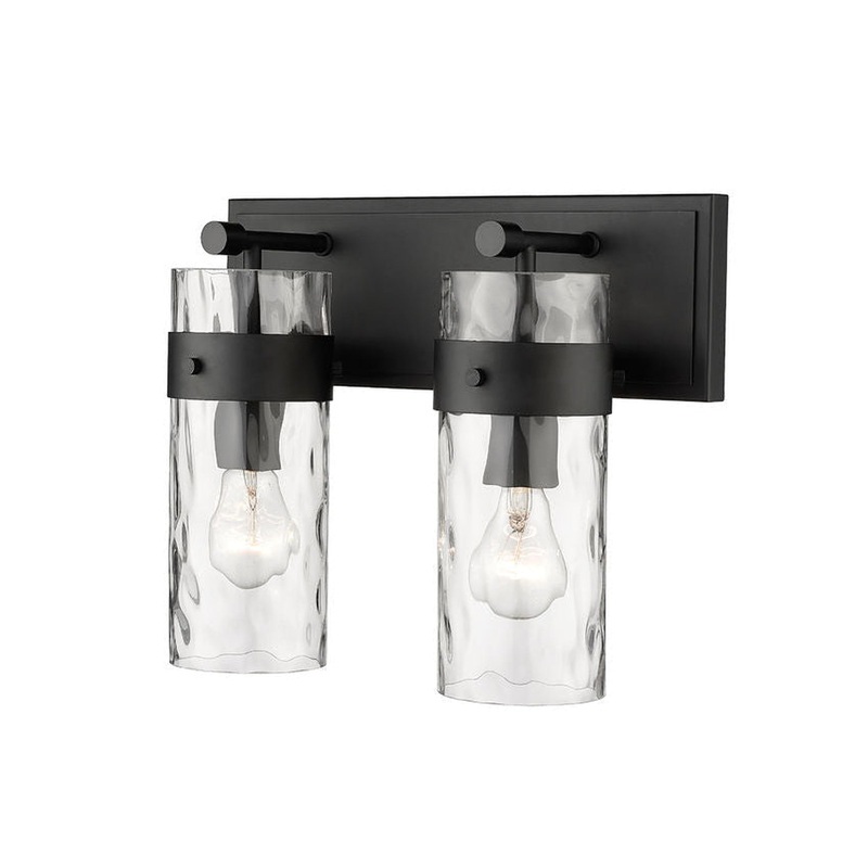 Z-Lite Fontaine 14" 2-Light Matte Black Vanity Light With Clear Glass Shade