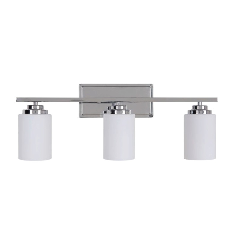 Craftmade Albany 25" 3-Light Chrome Vanity Light With White Frosted Glass Shades