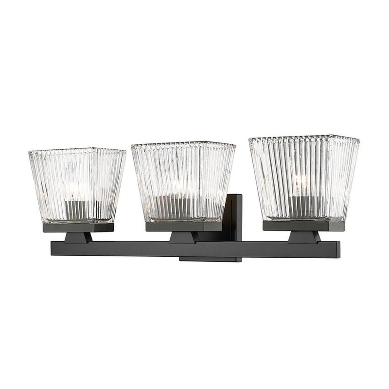 Z-Lite Astor 23" 3-Light Matte Black Vanity Light With Clear Glass Shade