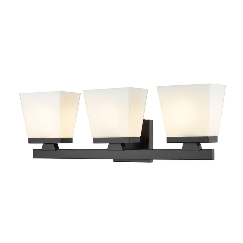 Z-Lite Astor 23" 3-Light Matte Black Vanity Light With Etched Opal Glass Shade