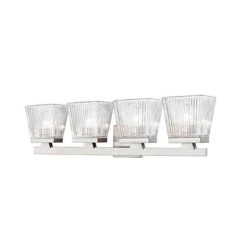 Z-Lite Astor 29" 4-Light Brushed Nickel Vanity Light With Clear Glass Shade