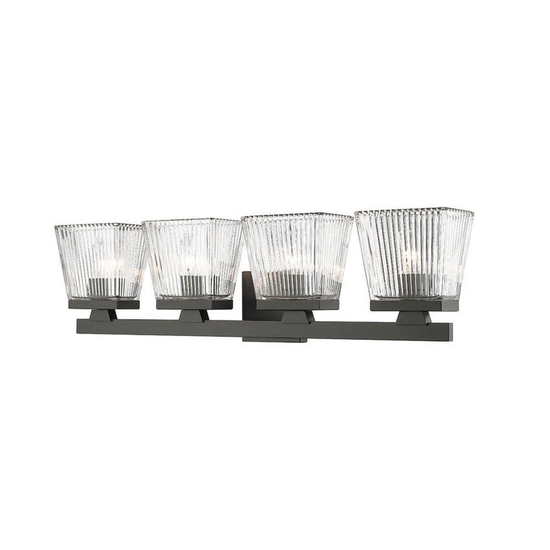 Z-Lite Astor 29" 4-Light Matte Black Vanity Light With Clear Glass Shade
