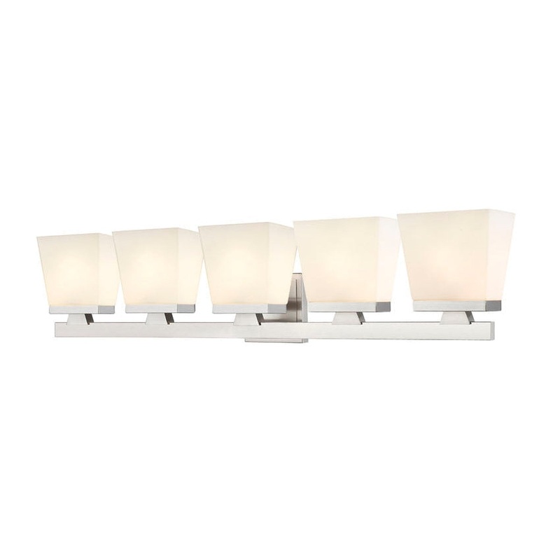 Z-Lite Astor 36" 5-Light Brushed Nickel Vanity Light With Etched Opal Glass Shade