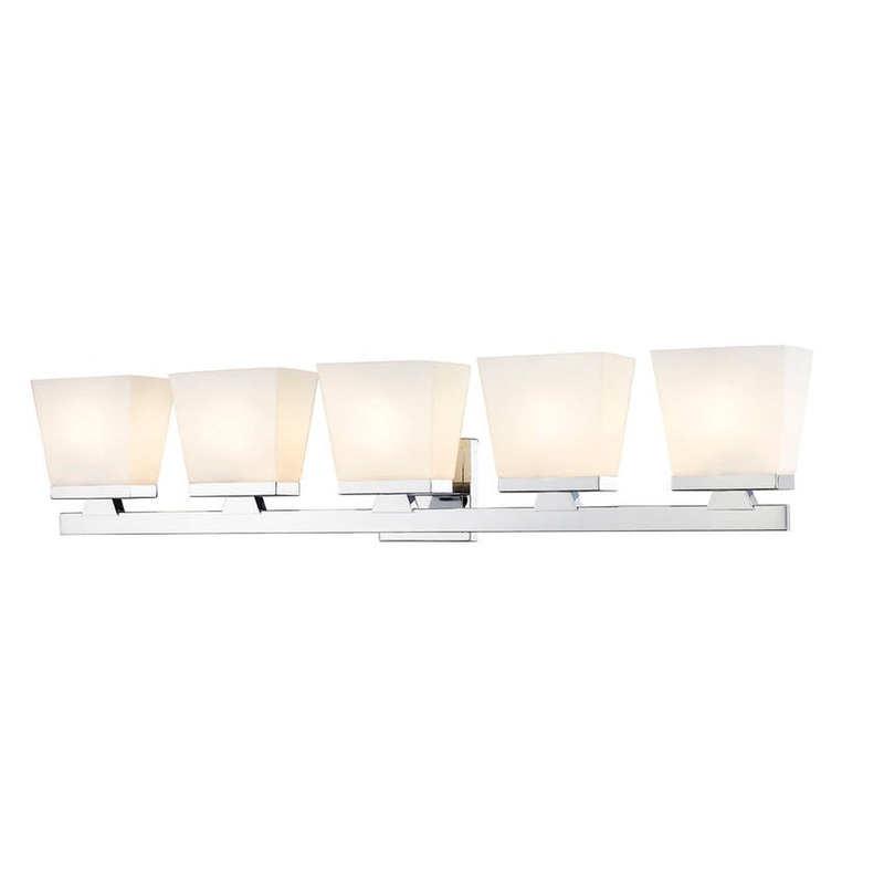Z-Lite Astor 36" 5-Light Chrome Vanity Light With Etched Opal Glass Shade