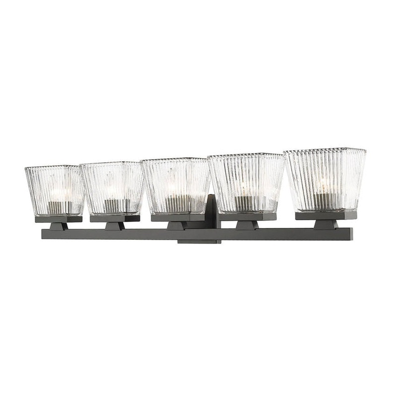 Z-Lite Astor 36" 5-Light Matte Black Vanity Light With Clear Glass Shade