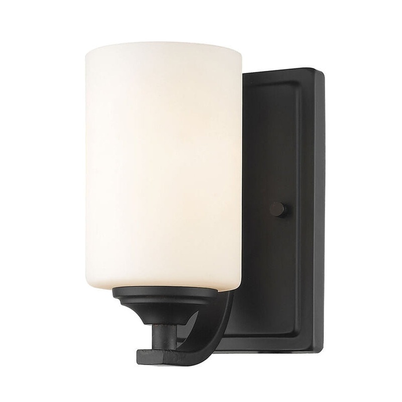 Z-Lite Bordeaux 5" 1-Light Bronze Wall Sconce With Matte Opal Glass Shade