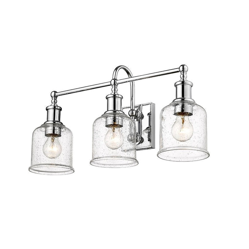 Z-Lite Bryant 24" 3-Light Chrome Vanity Light With Clear Seedy Glass Shade