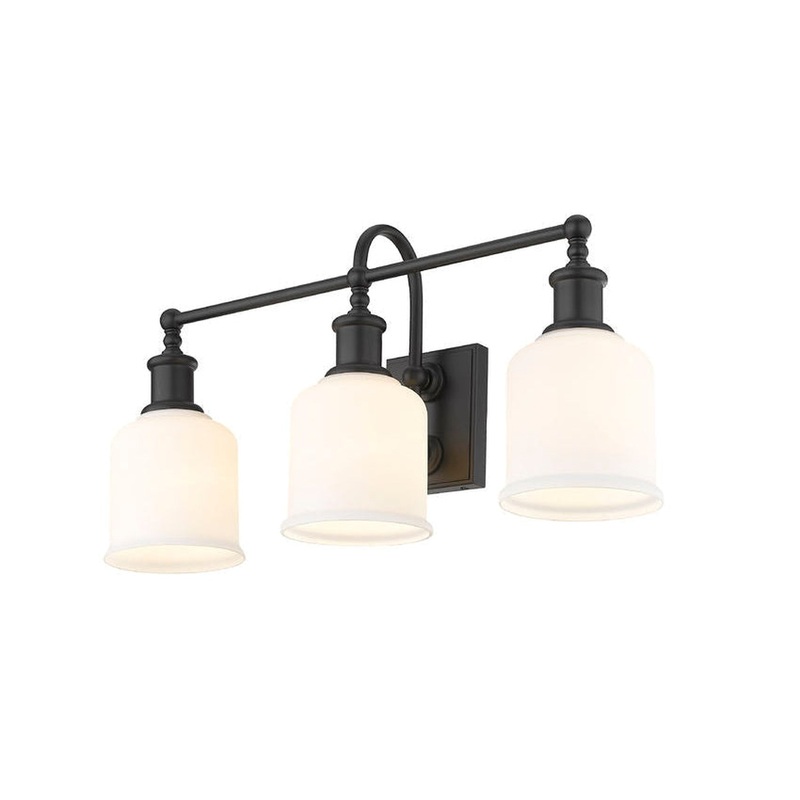 Z-Lite Bryant 24" 3-Light Matte Black Vanity Light With Matte Opal Glass Shade