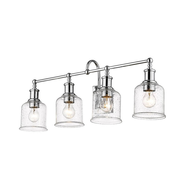 Z-Lite Bryant 32" 4-Light Chrome Vanity Light With Clear Seedy Glass Shade