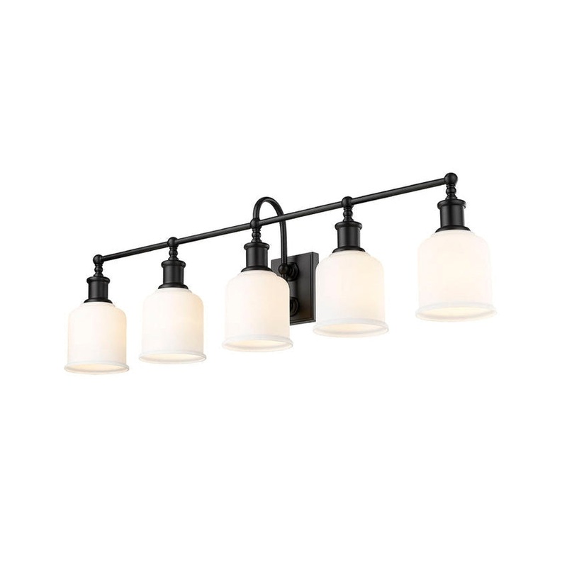 Z-Lite Bryant 41" 5-Light Matte Black Vanity Light With Matte Opal Glass Shade