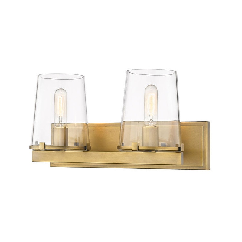 Z-Lite Callista 18" 2-Light Rubbed Brass Vanity Light With Clear Glass Shade