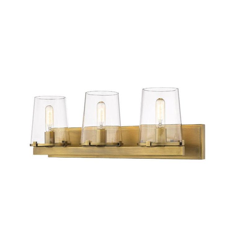 Z-Lite Callista 28" 3-Light Rubbed Brass Vanity Light With Clear Glass Shade