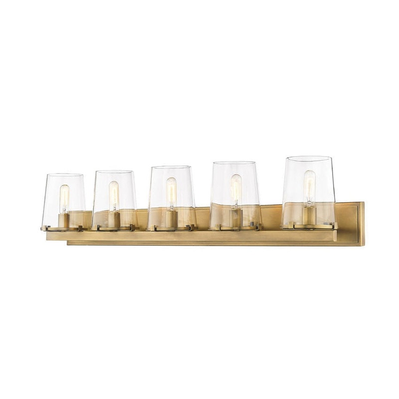 Z-Lite Callista 47" 5-Light Rubbed Brass Vanity Light With Clear Glass Shade