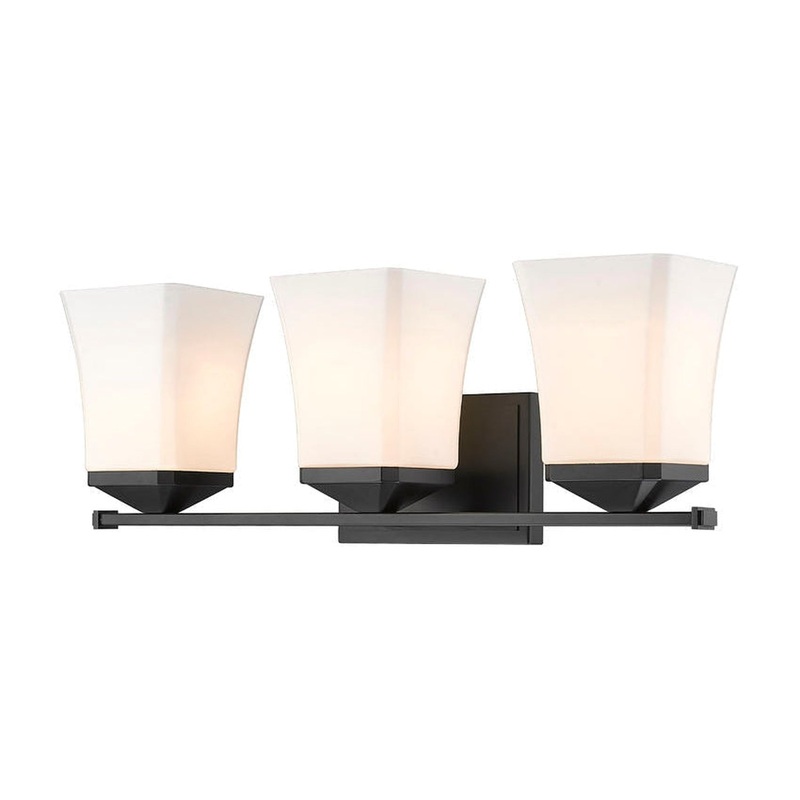 Z-Lite Darcy 22" 3-Light Matte Black Vanity Light With Etched Opal Glass Shade