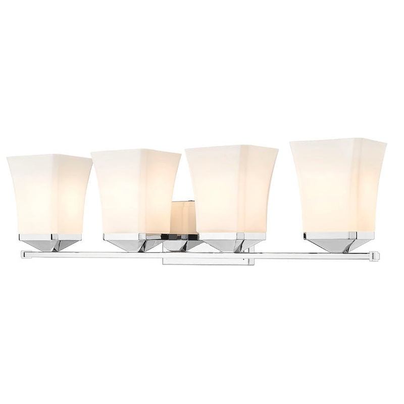 Z-Lite Darcy 28" 4-Light Chrome Vanity Light With Etched Opal Glass Shade