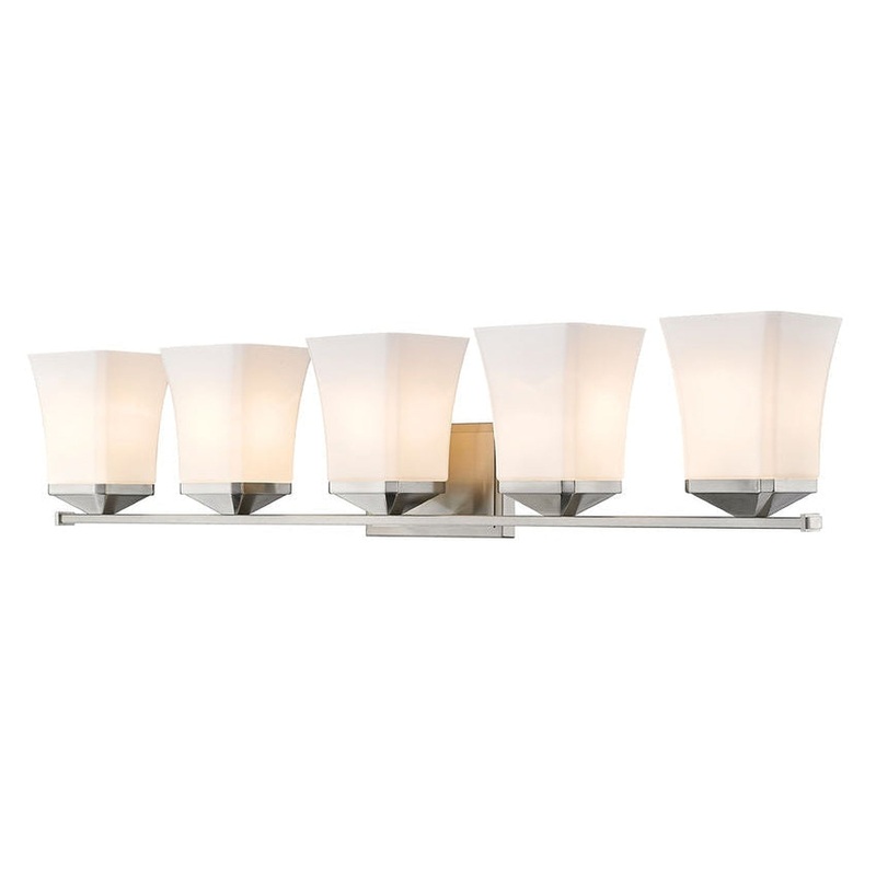 Z-Lite Darcy 38" 5-Light Brushed Nickel Vanity Light With Etched Opal Glass Shade