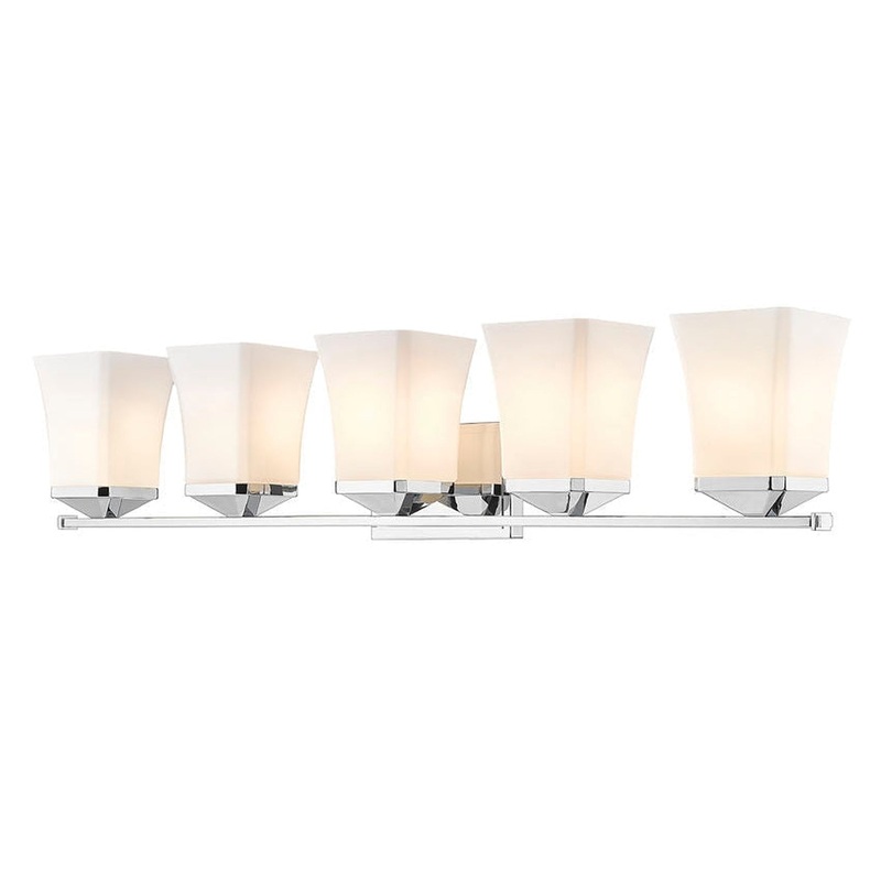 Z-Lite Darcy 38" 5-Light Chrome Vanity Light With Etched Opal Glass Shade