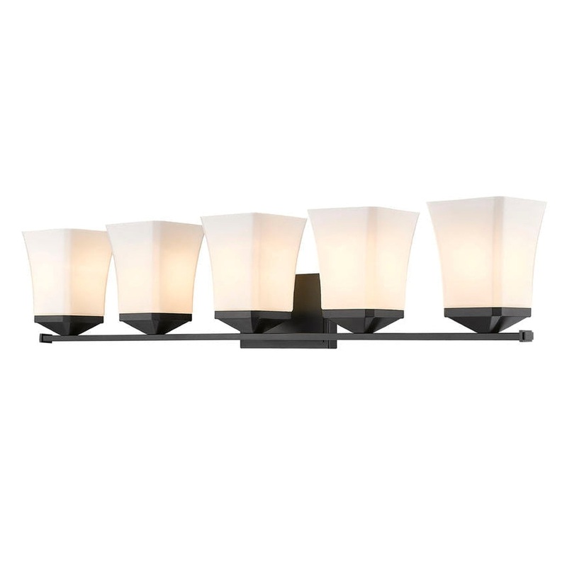 Z-Lite Darcy 38" 5-Light Matte Black Vanity Light With Etched Opal Glass Shade