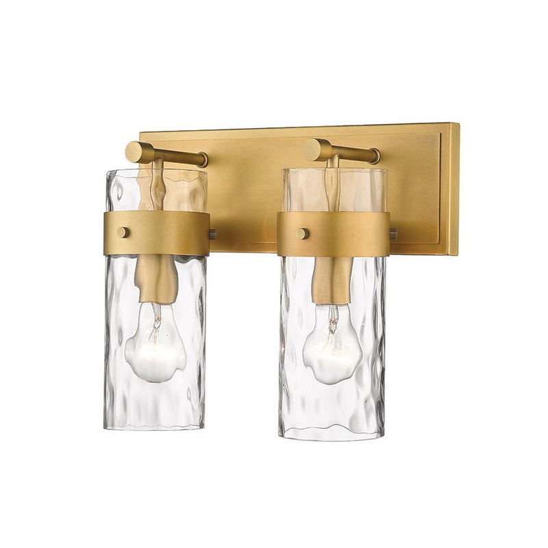 Z-Lite Fontaine 14" 2-Light Rubbed Brass Vanity Light With Clear Glass Shade
