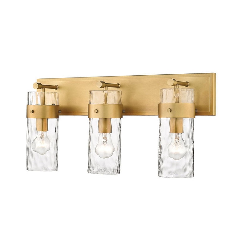 Z-Lite Fontaine 24" 3-Light Rubbed Brass Vanity Light With Clear Glass Shade