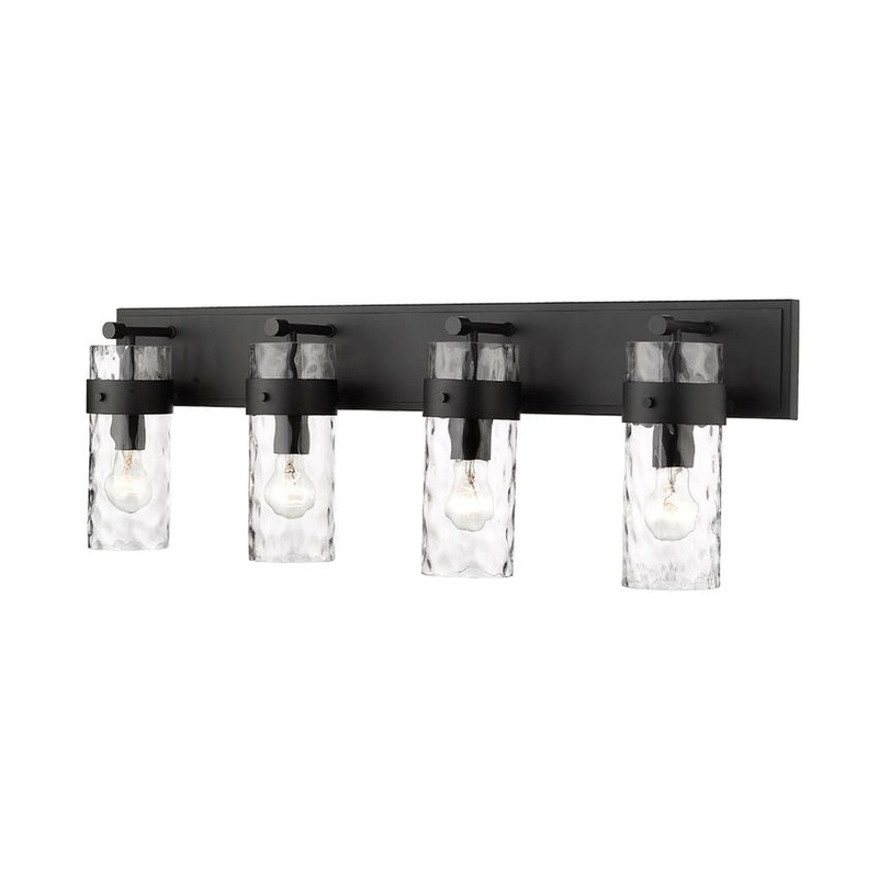 Z-Lite Fontaine 34" 4-Light Matte Black Vanity Light With Clear Glass Shade