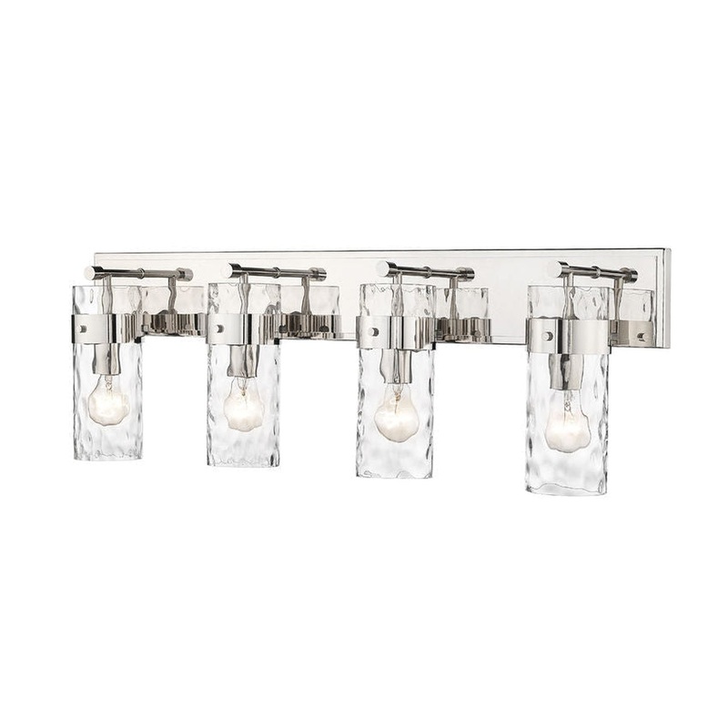Z-Lite Fontaine 34" 4-Light Polished Nickel Vanity Light With Clear Glass Shade