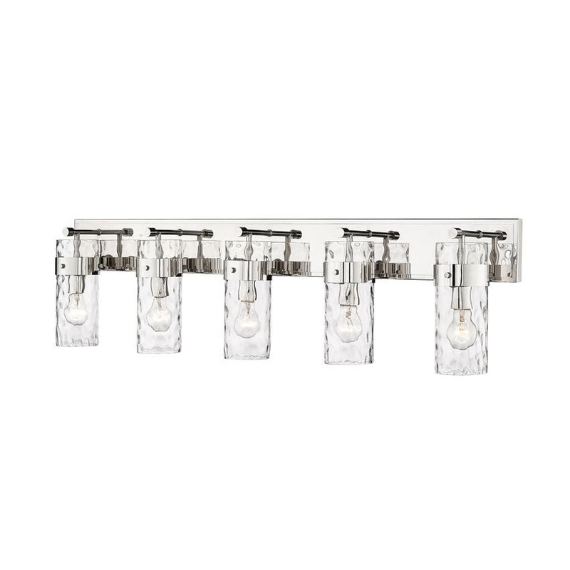 Z-Lite Fontaine 44" 5-Light Polished Nickel Vanity Light With Clear Glass Shade